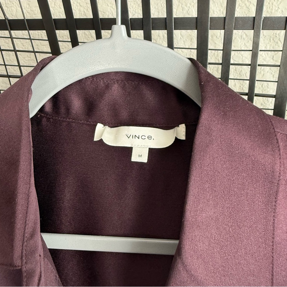 Silky Button-Down Blouse in Deep Plum - Picture 4 of 8